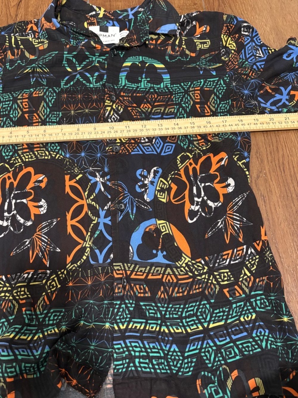 Topman Men’s Tropical Tribal Print Camp Shirt Size Small - Picture 6 of 7